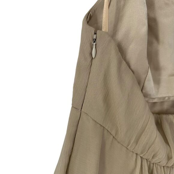 Milly Silk Beaded Halter Dress Knee Length Beige Formal Size 2 Party Cocktail - Picture 10 of 15